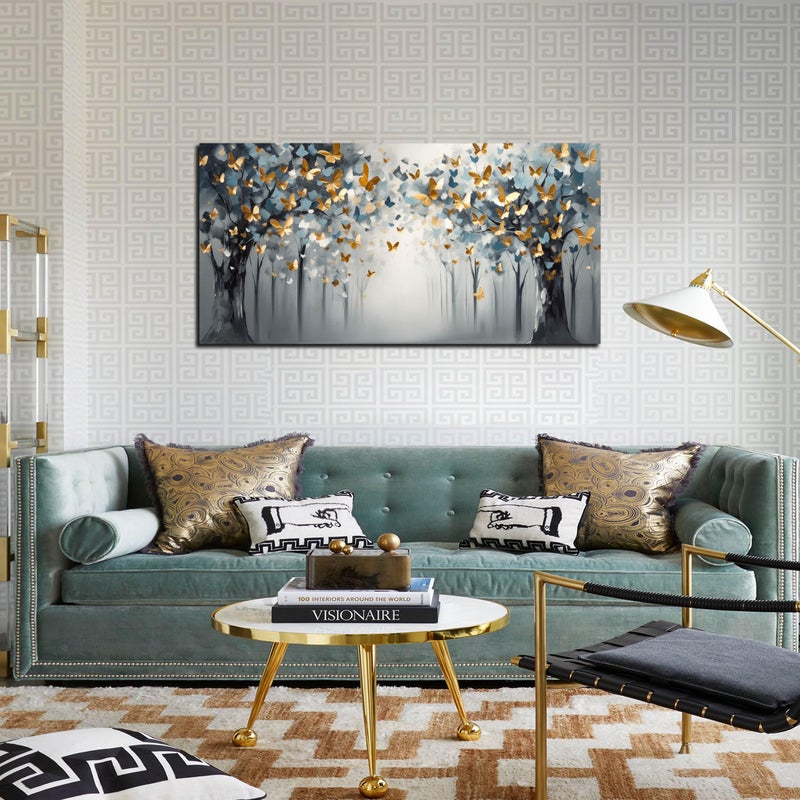 SIXTTART Butterfly Wall Art for Bedroom - Tree Wall Art Canvas for Living Room - Home Office Decor Women Size 20" x 40" - Image 4