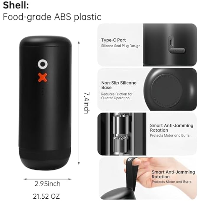 تايم مور مطحنة القهوة على البور كهربائية صغيرة محمولة صغيرة هادئة قابلة للتعديل على شكل برة مخروطية من حبوب القهوة 20 إعدادات طحن للإسبريسو سبورأوفر فرنش برس موكا ماركة تايمور باللون الأزرق الكحلي - Image 2