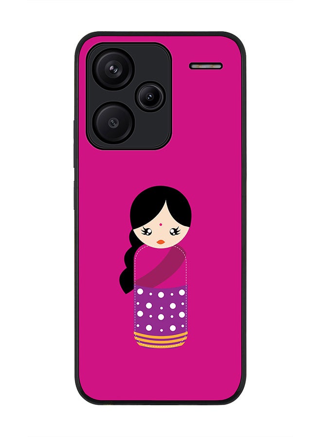 Stylizedd Rugged Black Edge Case for Xiaomi Redmi Note 13 Pro Plus, Slim fit Case Flexible Anti Drop TPU Gel Thin Cover -  Indian Doll - Image 1