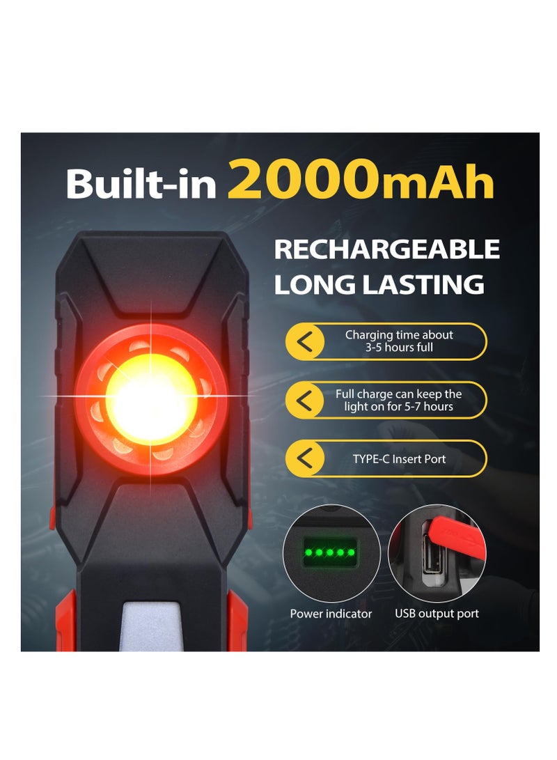 ZLH HITY Rechargeable Work Light Portable LED Work Light,500 High Lumens Magnetic EDC Flashlight with Clip,4 Modes for Auto Repair/Emergency/Camping/Site Lighting Hook Lights（1 Pack） - Image 4