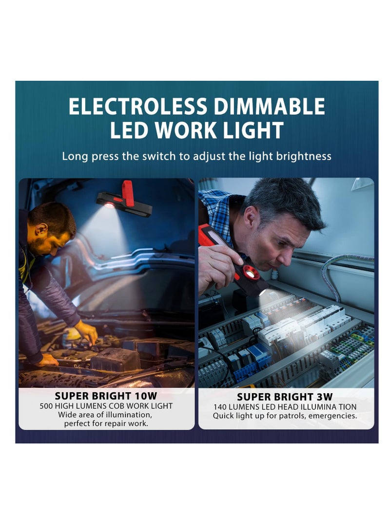 ZLH HITY Rechargeable Work Light Portable LED Work Light,500 High Lumens Magnetic EDC Flashlight with Clip,4 Modes for Auto Repair/Emergency/Camping/Site Lighting Hook Lights（1 Pack） - Image 5