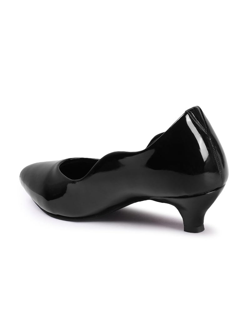 Carlton London Women Black Stylish Slip-on Pump Shoes with Kitten Heels, Pointed Toe for Party and Formal Occasions (37) - Image 5