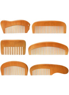 Patelai 6 Pcs Natural Sandalwood Comb Set Wide and Fine Teeth Anti Static Hair and Beard Wooden Combs for Women and MenCute Style 