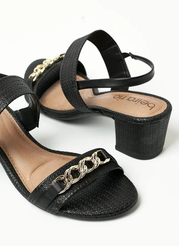 بيرا ريو Beira Rio Ladies Sandals With Back Strap Black | Made In Brazil
