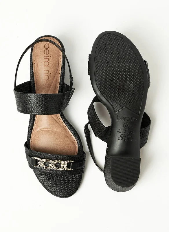 بيرا ريو Beira Rio Ladies Sandals With Back Strap Black | Made In Brazil