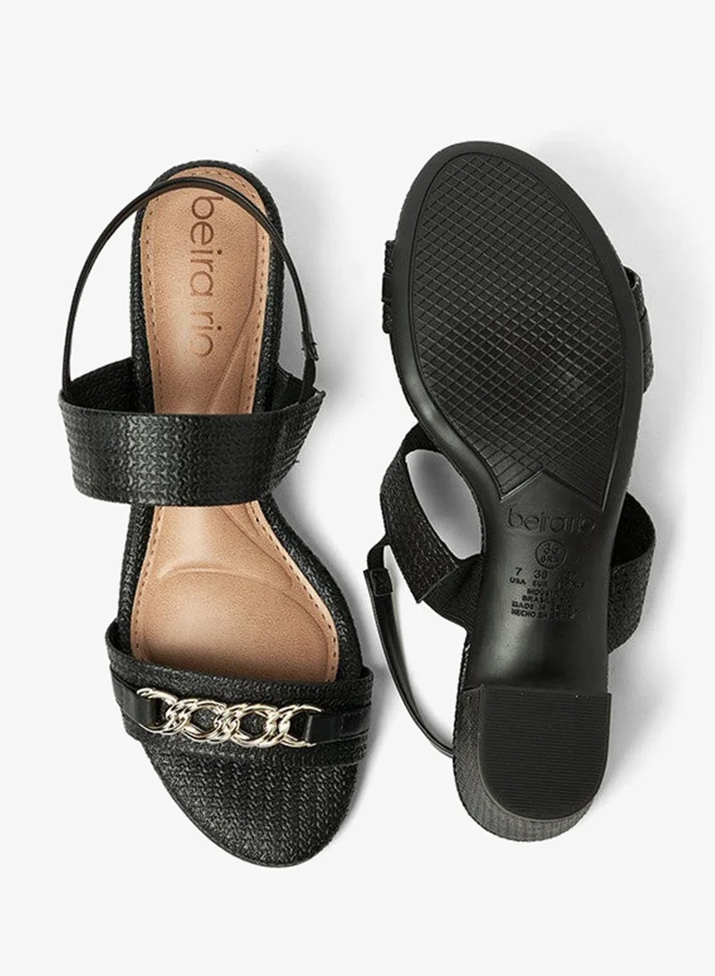 Beira Rio Black Beira Rio Ladies Sandals With Back Strap Black | Made In Brazil for Women | Best Price UAE