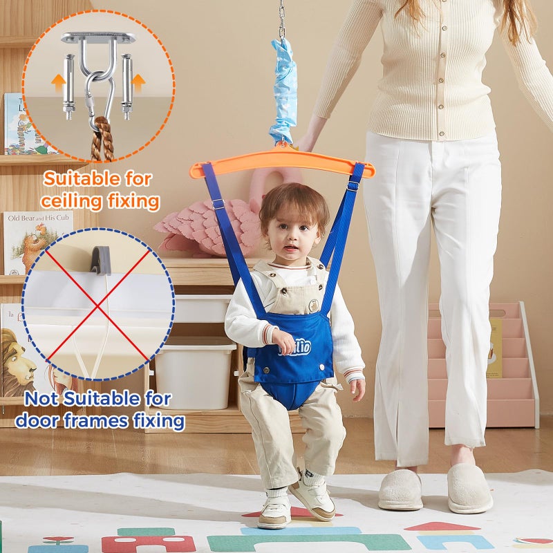 FUNLIO Baby Jumper with a Ceiling Hook for 6-24 Months, Baby Door Jumper for Indoor/Outdoor Play, Infant Jumper Doorway with Adjustable Chain, Easy to Assemble & Store (with a Ceiling Hook) - Image 2