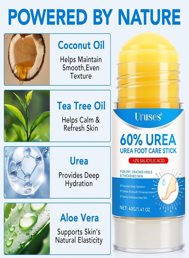 Uruses Urea Cream 60% plus Salicylic Acid 2% Urea Foot Care Stick, Foot Cream for Foot Callus Remover, Feet Moisturizer Stick for Dry Cracked Heels, Hands, Knees, Hydrating Heel Balm, Easy To Use - Image 4