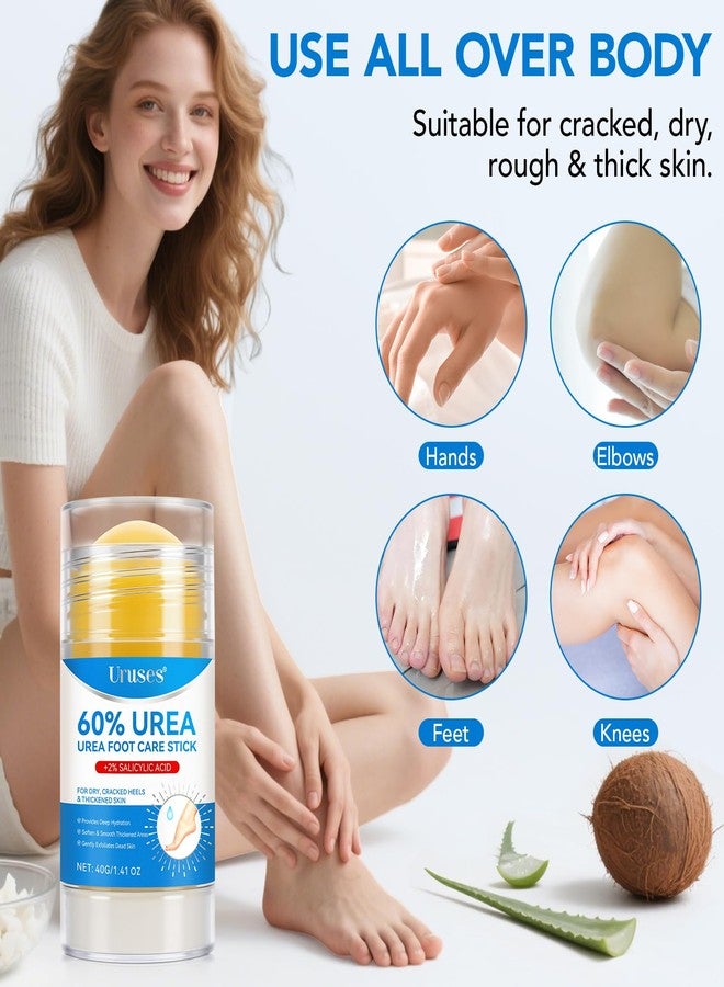 Uruses Urea Cream 60% plus Salicylic Acid 2% Urea Foot Care Stick, Foot Cream for Foot Callus Remover, Feet Moisturizer Stick for Dry Cracked Heels, Hands, Knees, Hydrating Heel Balm, Easy To Use - Image 5