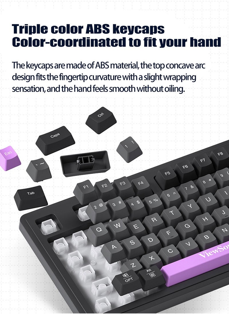 ViewSonic VS - 98 Keys Wired Keyboard, Mechanical Feeling, RGB Light Effect, Desktop, Laptop USB Universal, Suitable for Gaming, Office Use - Image 1