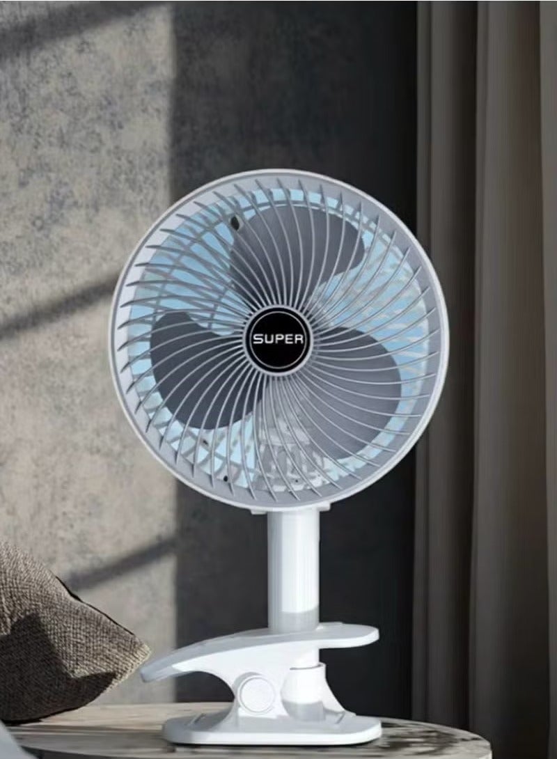 TIGER Portable Rechargeable Desktop Fan with 3-Speed Settings – Quiet Air Cooling Table Fan with Clip, USB Charging, 360° Rotation – Compact Handheld Circulator for Office Desk, Camping, Travel, Home, Baby Room – Low Noise, Energy-Efficient Cooling  - Image 1
