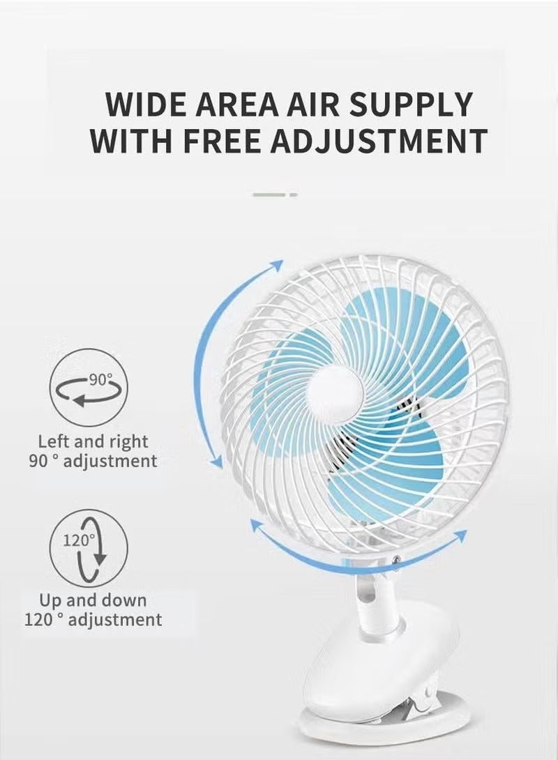 TIGER Portable Rechargeable Desktop Fan with 3-Speed Settings – Quiet Air Cooling Table Fan with Clip, USB Charging, 360° Rotation – Compact Handheld Circulator for Office Desk, Camping, Travel, Home, Baby Room – Low Noise, Energy-Efficient Cooling  - Image 3