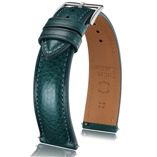 Getalia Italian leather Watch Band Tuscany Natural Vegetable-Tanned Full Grain Genuine Leather, Skin-Safe, Quick Release Replacement Watch Straps for Men and Women Thick and Soft (Blue：Width-21mm) - Image 1