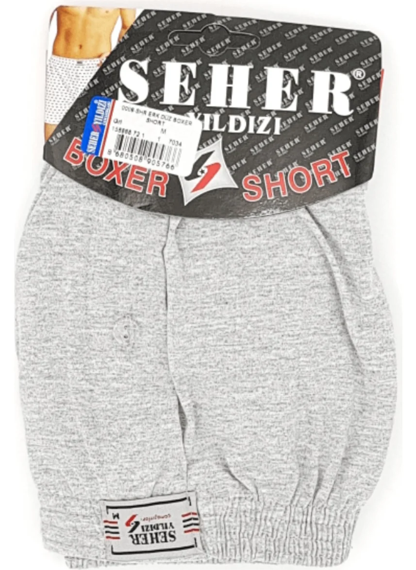 Seher Yıldızı 6 Pieces Gray Combed Cotton Plain Boxer 0008