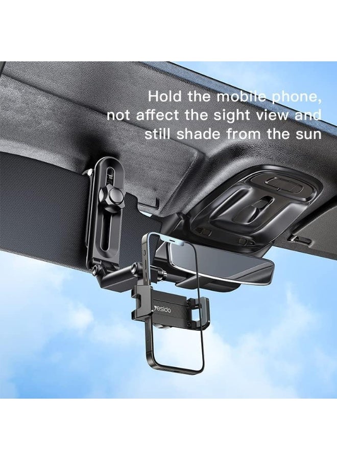 YESIDO C194 Car Phone Mount Sun Visor Phone Holder for Car Universal Clip 360 Degree Adjustable Cell phone Stand Rearview Mirror Cradle - Image 4