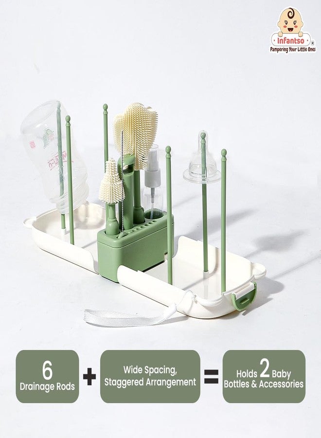 u-grow Infantso Foam-O (10-in-1) Baby Bottle Cleaning Brush Set – Feeding Bottle Cleaner Kit for Newborn Essentials with Pacifier Brush, Straw Brush, Drying Rack & Soap Dispenser | BPA-Free Silicone Bristles - Image 4