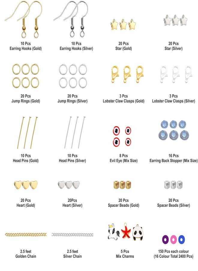 STEMTICS Clay Beads Kit Bracelet Making Set | Multicolor Polymer Flat Beads, Letter Spacer Beads, Charms & Elastic Strings | DIY Jewellery Making & Craft Gift for Girls - Image 4