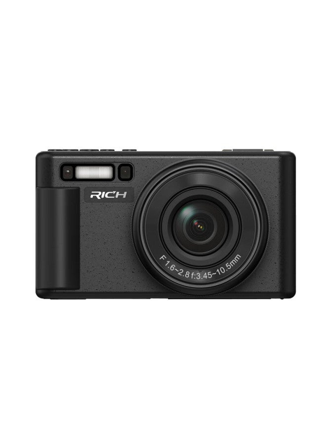 Rich Ly-10l 10x Zoom Selfie Flip Screen Student Digital Camera Birthday Gift For Girls Entry-level Mirrorless Campus Hd Vlog Travel Alternative Ccd Black 32gb - Image 1