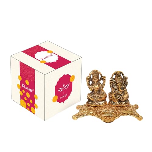 Klassic Ganesha & Laxmi Idol Oil Lamp Diya | Decorative Puja Diya for Home Temple, Diwali Decoration & Festive Gifting | Spiritual Showpiece & Auspicious Decor (Pack of 1) - Image 2