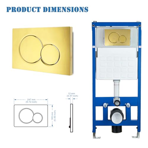 VALLVATER Dual-Flush Actuator Plate Compatible with Geberit 115.770.46.6, Glossy Gold - Image 2