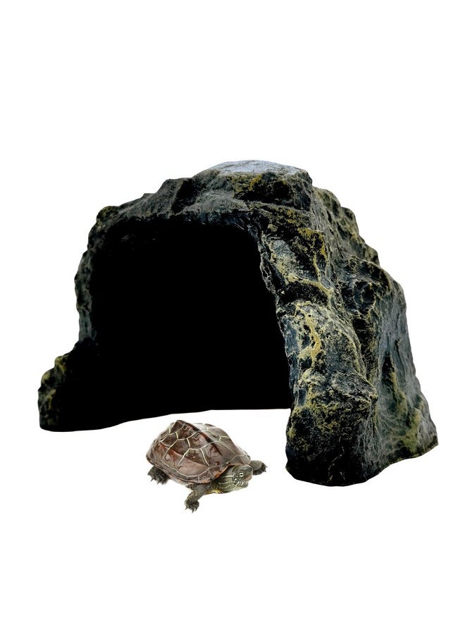 M2cbridge - Reptile Hideout Cave Resin Rock Hides Terrarium Habitat Decor Lizard,Turtles,Geckos,Frogs,Fishes (Rock) - Image 1