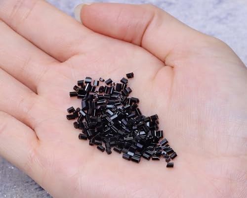 PPhtony Glass Bugle Tube Mini Seed Beads 1400Pcs/30g 2 * 3mm Small Craft Loose Spacer Beads for DIY Bracelets Necklace Earring Jewelry Making (Black) - Image 2