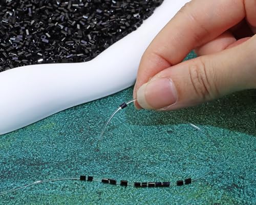 PPhtony Glass Bugle Tube Mini Seed Beads 1400Pcs/30g 2 * 3mm Small Craft Loose Spacer Beads for DIY Bracelets Necklace Earring Jewelry Making (Black) - Image 3