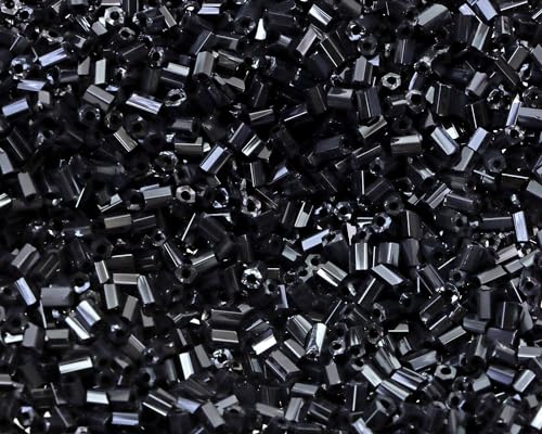 PPhtony Glass Bugle Tube Mini Seed Beads 1400Pcs/30g 2 * 3mm Small Craft Loose Spacer Beads for DIY Bracelets Necklace Earring Jewelry Making (Black) - Image 1