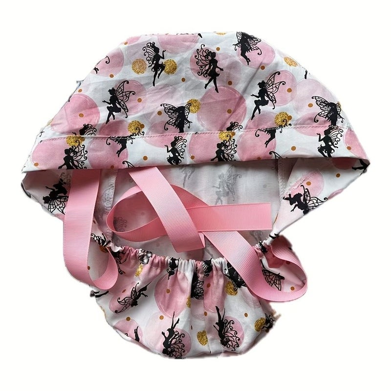 Floral Work Cap Adjustable Lightweight Hat For Long Hair With Elastic Drawstring Breathable Material All Season Outdoor Casual Headwear For Home Gardening Festivals And Salon Professionals In Red - Image 5