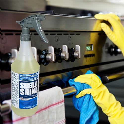 Sheila Shine 1 Quart Stainless Steel Cleaner and Polish - Cleans, Polishes & Protects Kitchen Appliances, Refrigerators, Sinks, Ovens & Grills - Spray & Polish Stainless Steel Cleaner - Image 4