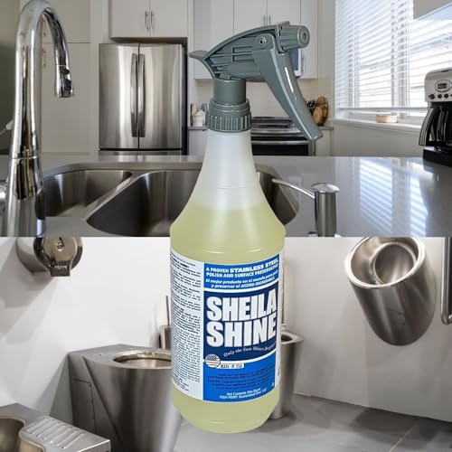 Sheila Shine 1 Quart Stainless Steel Cleaner and Polish - Cleans, Polishes & Protects Kitchen Appliances, Refrigerators, Sinks, Ovens & Grills - Spray & Polish Stainless Steel Cleaner - Image 3