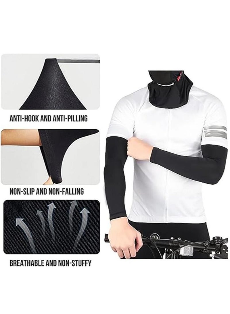 Generic 2 Pairs UV Protection Cooling Arm Sleeves, T Tersely Arm Warmers for Men Women Youth Arm Support for Cycling Baseball Basketball Driving,Arm Compression Sleeves-Black White,One Size Fit Most - Image 5
