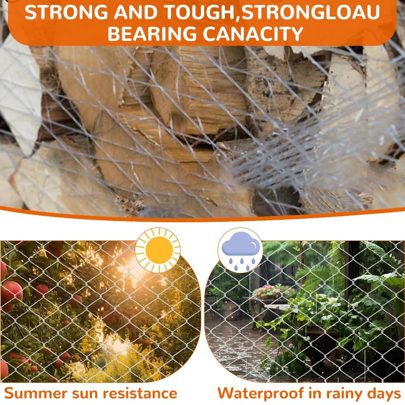 HASTHIP شبكات الحمام للشرفات 32X10 قدم، ثقب 25 مم، شبكة حماية للحيوانات الأليفة، شبكة نايلون متينة مربوطة، شبكة حمام للنوافذ، الشرفات، السلالم، قص لتناسب - Image 4