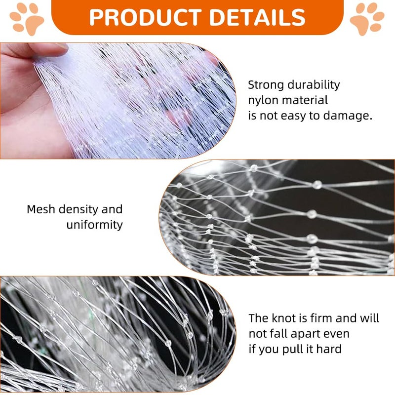 HASTHIP شبكات الحمام للشرفات 32X10 قدم، ثقب 25 مم، شبكة حماية للحيوانات الأليفة، شبكة نايلون متينة مربوطة، شبكة حمام للنوافذ، الشرفات، السلالم، قص لتناسب - Image 5