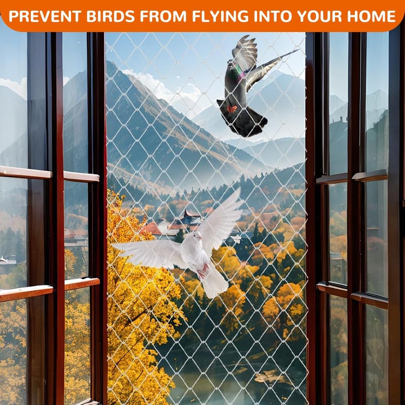 HASTHIP شبكات الحمام للشرفات 32X10 قدم، ثقب 25 مم، شبكة حماية للحيوانات الأليفة، شبكة نايلون متينة مربوطة، شبكة حمام للنوافذ، الشرفات، السلالم، قص لتناسب - Image 3