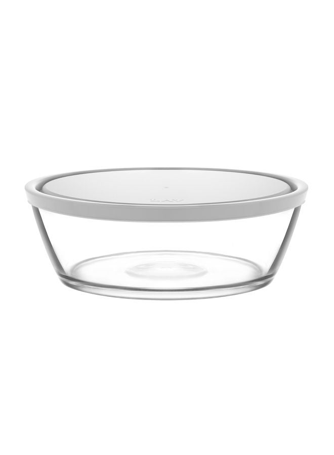 لاف حافظات طعام زجاجية دائرية بغطاء شفاف/أبيض 2.37 لتر - Image 1