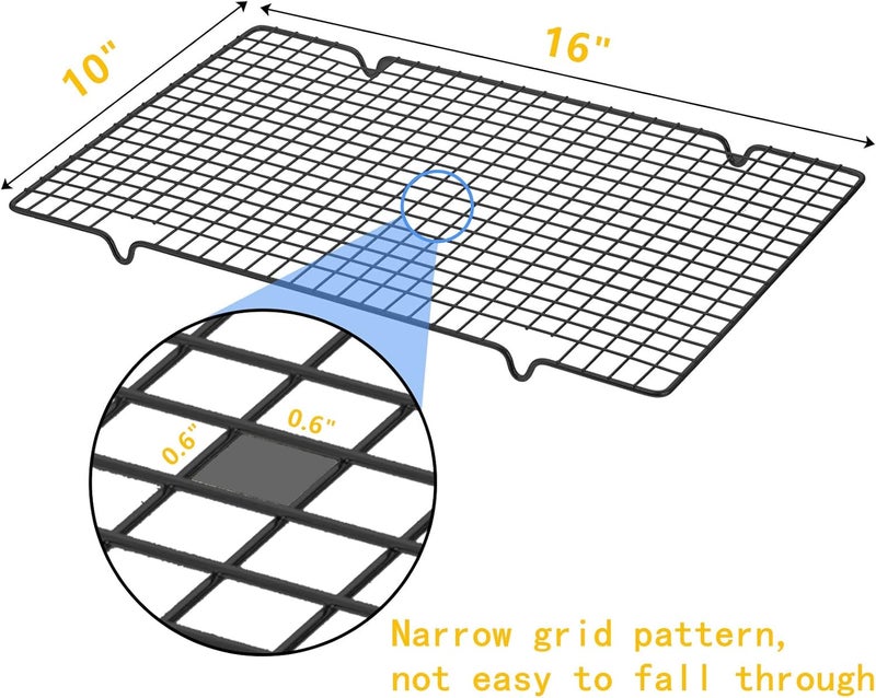 Tebery طقم 4 قطع رفوف طهي سلكية ثقيلة-duty سوداء، رفوف خبز، شبكة خبز وتبريد غير لاصقة للشواء، الطهي، الشواء، التجفيف - 16" x 10" - Image 2