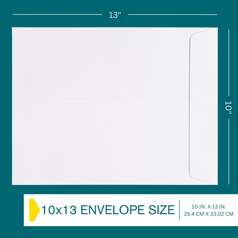 EnDoc 10x13 Envelopes Self Seal - 35 Pack - Open End White Mailing Envelopes for Catalogs, Presentations, Oversized Documents - Self Sealing Envelopes with Peel and Seal Closure - 28lb Heavyweight Paper - Image 3