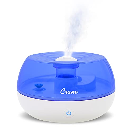 Crane Personal Ultrasonic Cool Mist Travel Humidifier and Vaporizer for Congestion Relief, 360° Adjustable Nozzle, Filter-Free .75 Liter Tank, Blue/White, Office Humidifier - Image 1