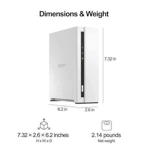 QNAP TS-133-US 1 Bay Affordable Desktop NAS with ARM Cortex-A55 Quad-core Processor and 2 GB DDR4 RAM (Diskless) - Image 3