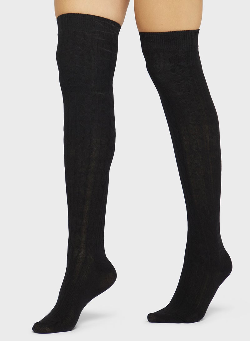 Ginger Cozy Pointelle Over The Knee Socks - Image 1