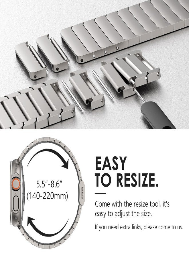 NewWays Grade 2 Titanium Link Bracelet for Apple Watch Band for Men Ultra Ultra2 49mm 46mm 45mm 44mm, Titanium - Image 5