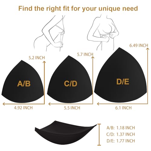 TopBine Bra Pads Inserts (3 Pairs C/D Black, C/D) - Image 3