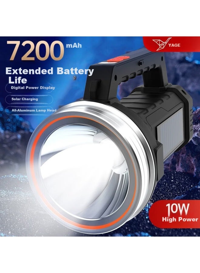 Yage High-power Solar Rechargeable Flashlight Portable Spotlight Outdoor Super Bright Patrol Mining Lamp - Image 2