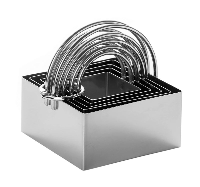 Square Biscuit Cutter with Handle 5 PiecesSet  Nest for Easy Storage Stainless Steel Square Cookie Cutter
