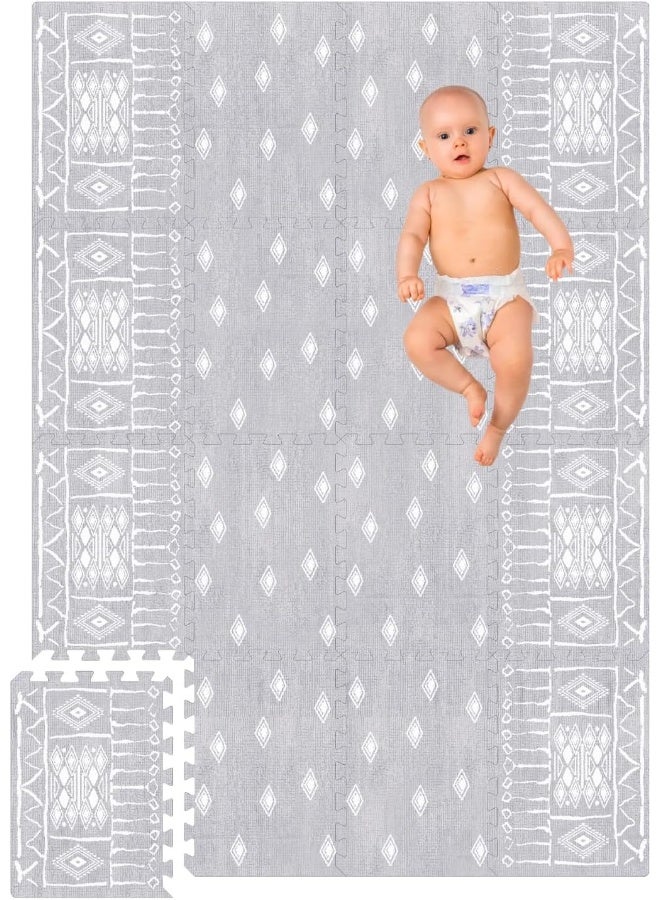 MOON WALKERS Premium Soft Foam Play Mat for Baby, 5.6 x 4 ft, Easy to Clean - The Perfect Modern Foam Playmat Fits Nicely with Your Kids Playroom Or Home Decor 0.5" Thickness (Ash Starlight) - Image 1