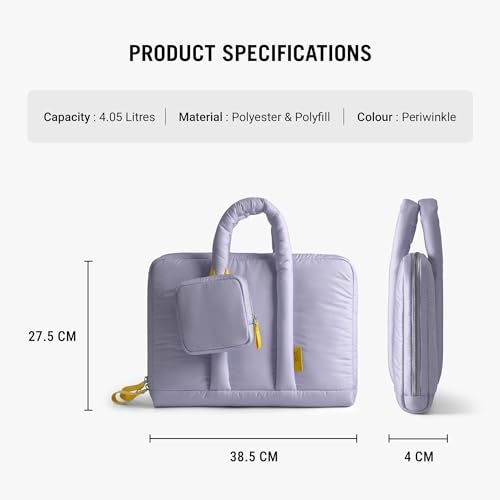 DailyObjects Puft Laptop Bag with Padded Sleeve (5L) (Fits 16" MacBook/14 Laptops), Detachable Pouch – Periwinkle Colour - Image 3