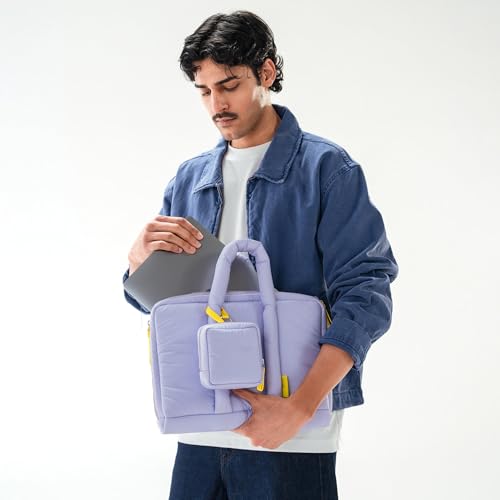 DailyObjects Puft Laptop Bag with Padded Sleeve (5L) (Fits 16" MacBook/14 Laptops), Detachable Pouch – Periwinkle Colour - Image 2