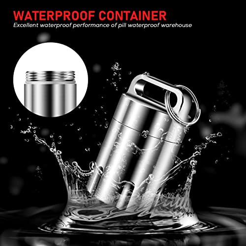 TISUR Titanium Small Pill Holder Keychain, Portable Pill Case Waterproof Pocket Pill Box Container Carrier to Hold Pills, Vitamins, Fish Oil, Supplements - Image 4