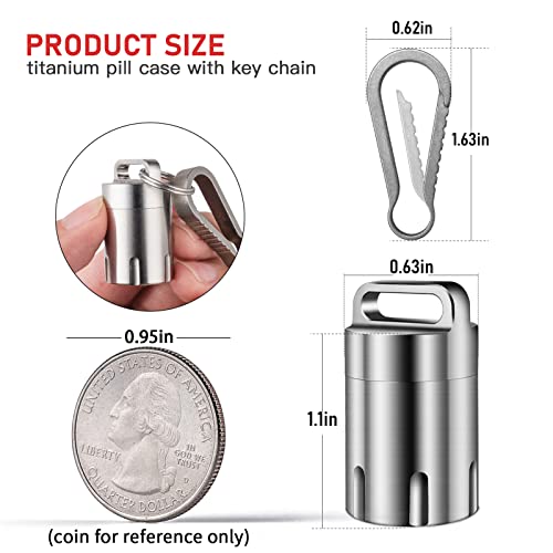 TISUR Titanium Small Pill Holder Keychain, Portable Pill Case Waterproof Pocket Pill Box Container Carrier to Hold Pills, Vitamins, Fish Oil, Supplements - Image 2